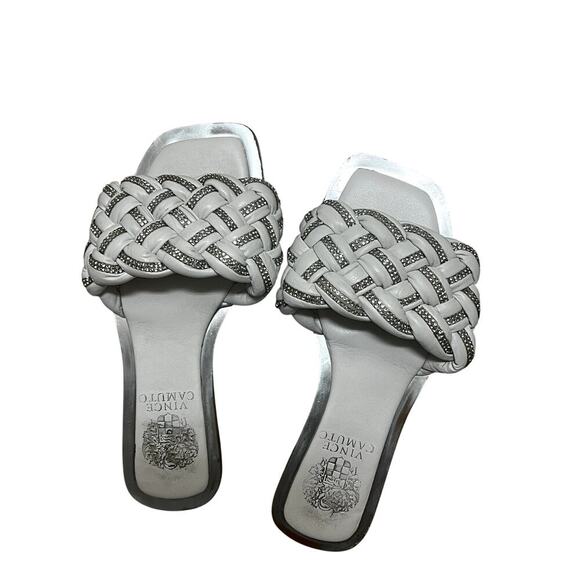 Vince Camuto dressy women's slip on sandals, white and silver size 6.5 - Picture 1 of 8